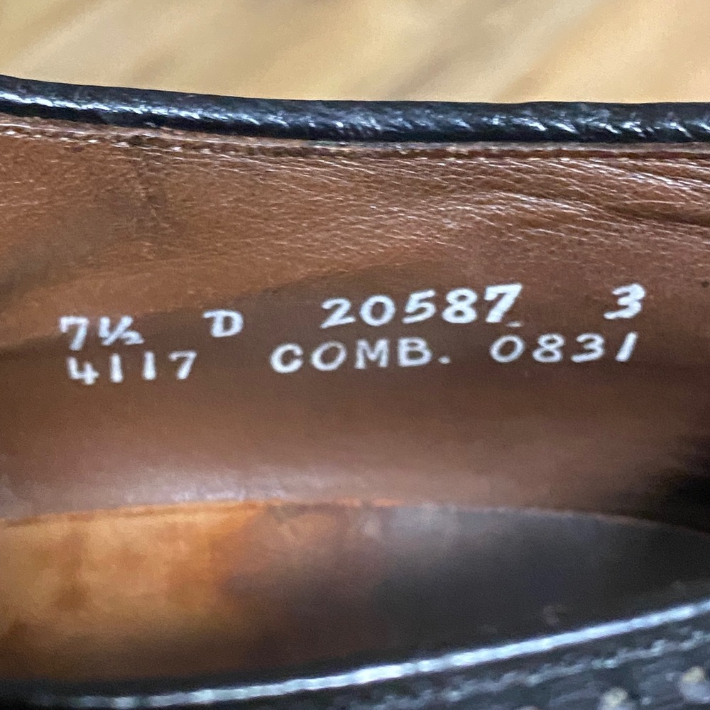 Allen Edmonds Marlow Mens Black Leather Wingtip Oxford Shoes Size 7.5 D - Picture 3 of 9